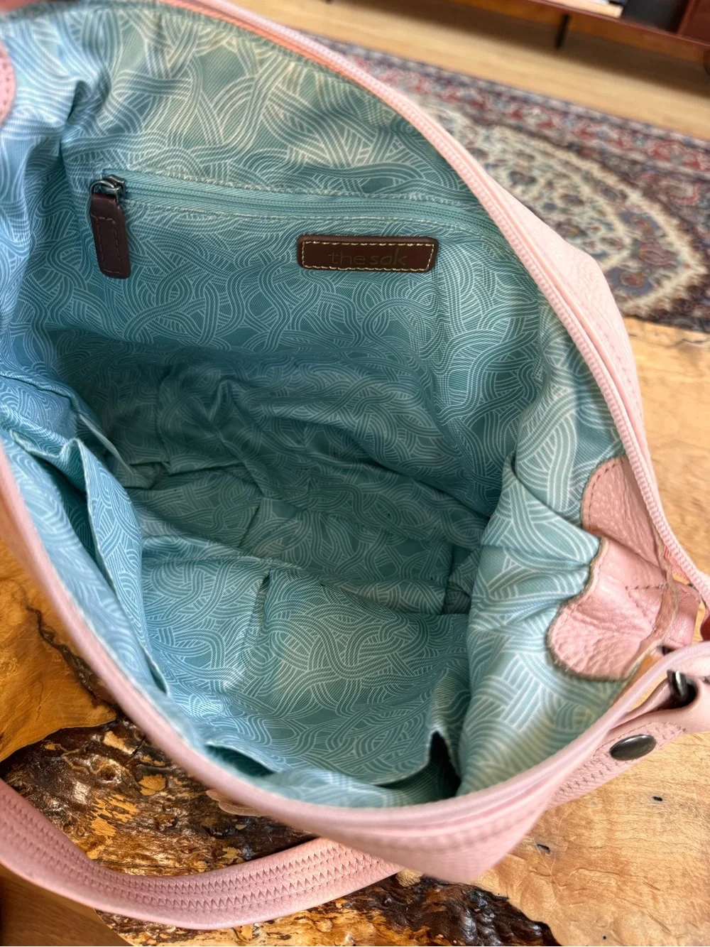 The Sak Pink Pebbled Leather Shoulder Bag